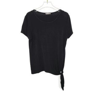 Olivia Rae Top Medium Black Side Tie Short Sleeve Stretch